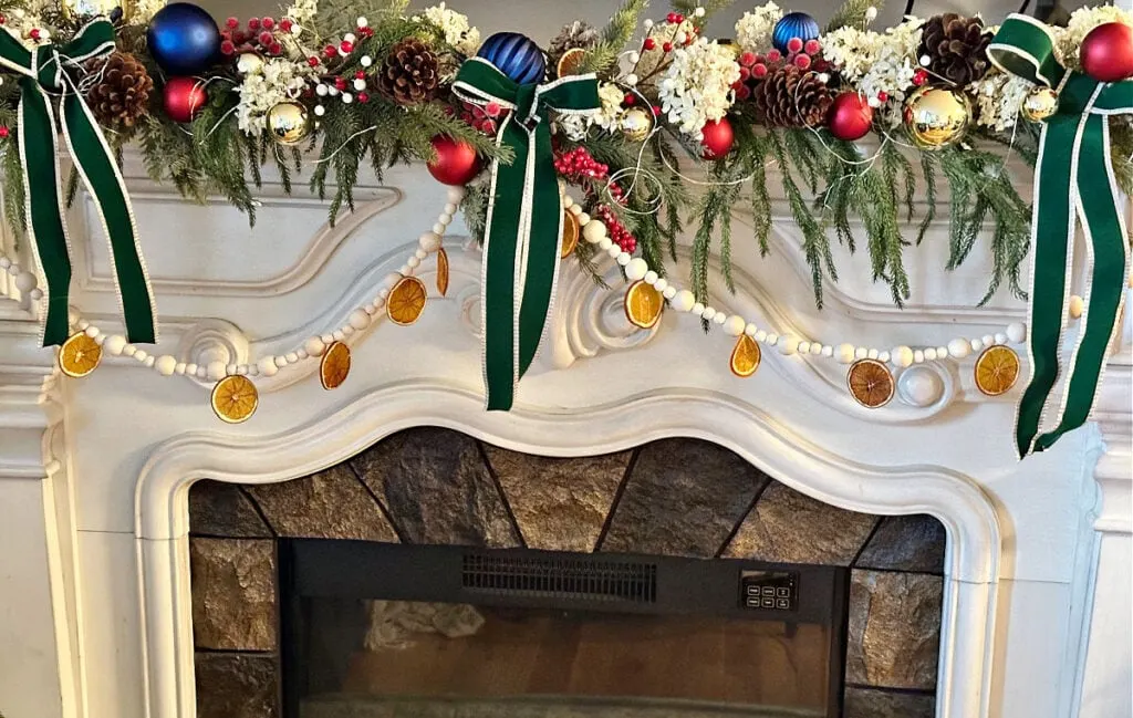 dried orange slice garland on mantel