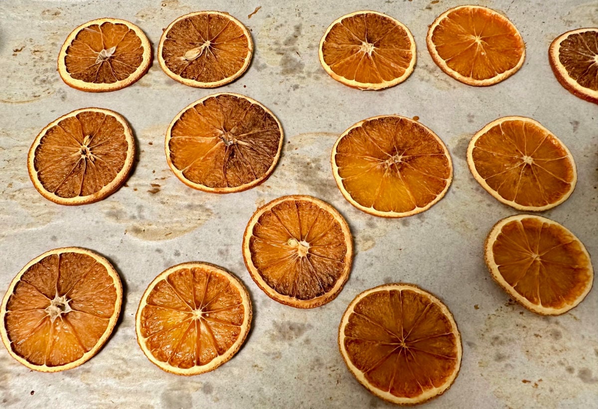 baked oranges on sheet pan