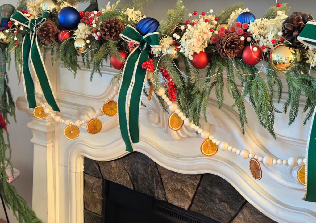 side view of orange slice garland
