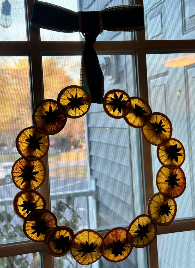 dried orange slice wreath on door