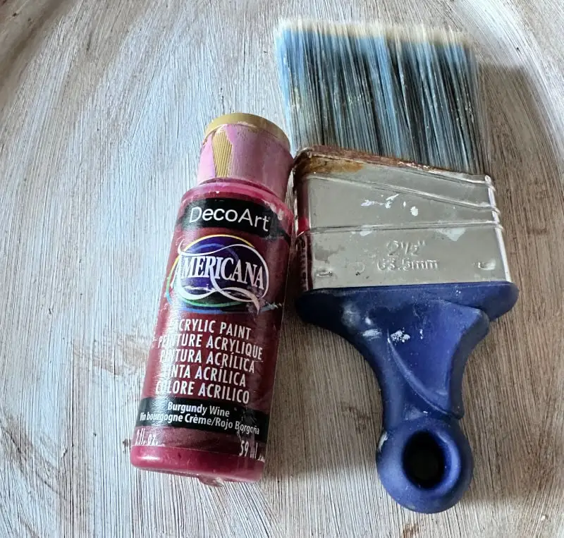 acrylic paint and brush for upcycled tray