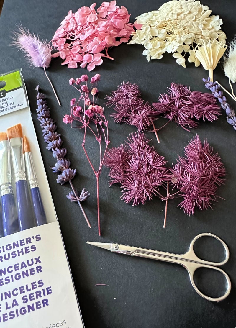 close up of pressed flowers