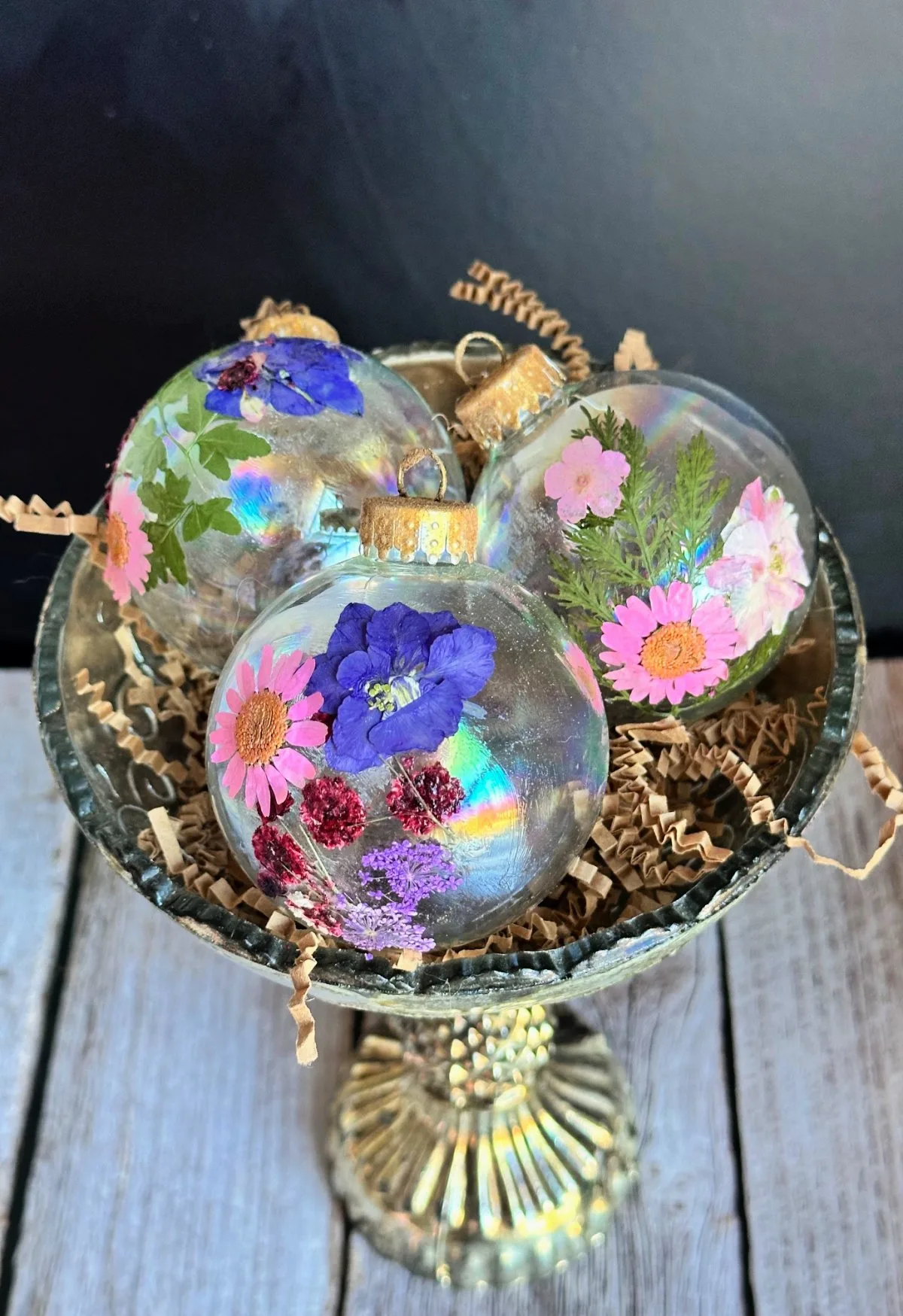 top view of Pressed Flower Ornaments