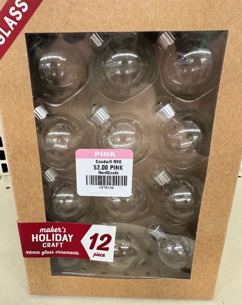 glass ornaments from Goodwill