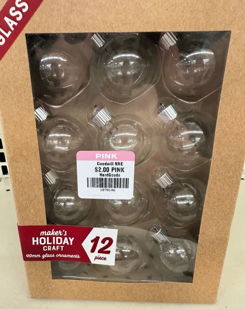 glass ornaments from Goodwill