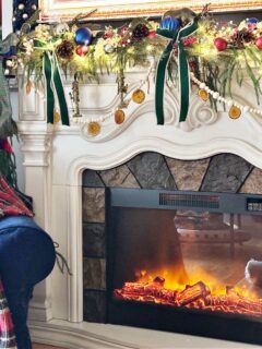 fireplace mantel with tartan plaid