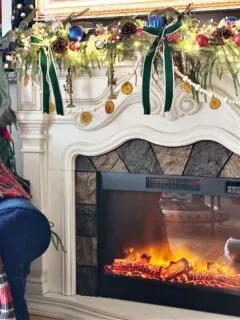 fireplace mantel with tartan plaid