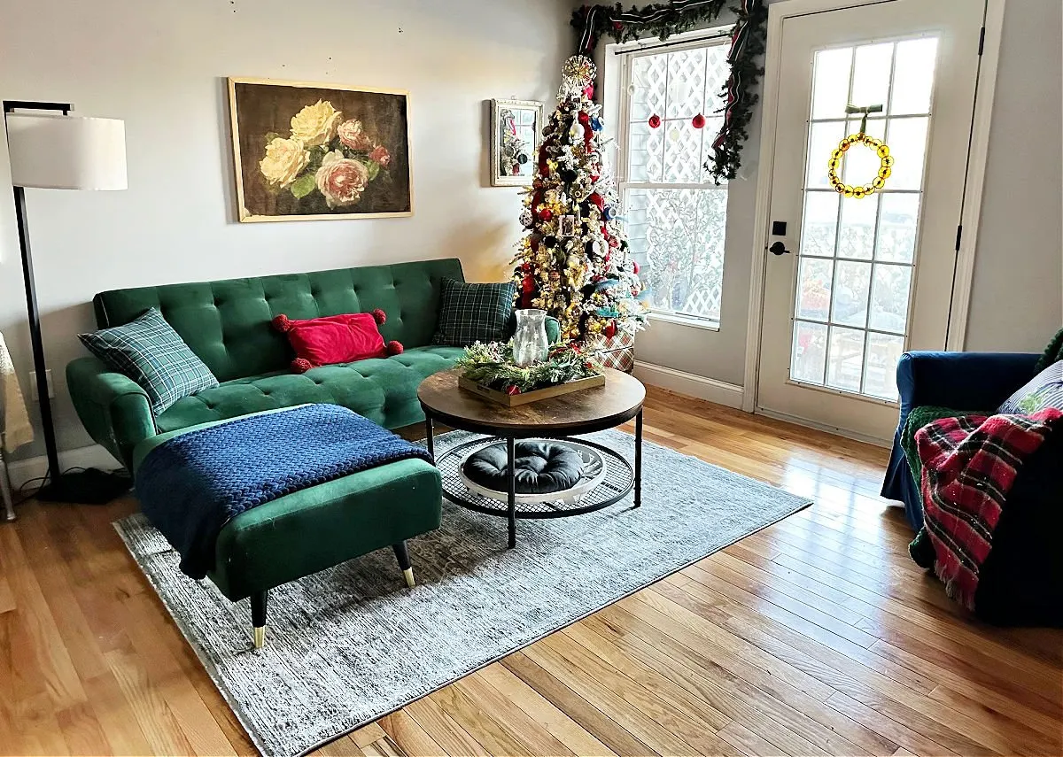 christmas living room with ralph lauren decor
