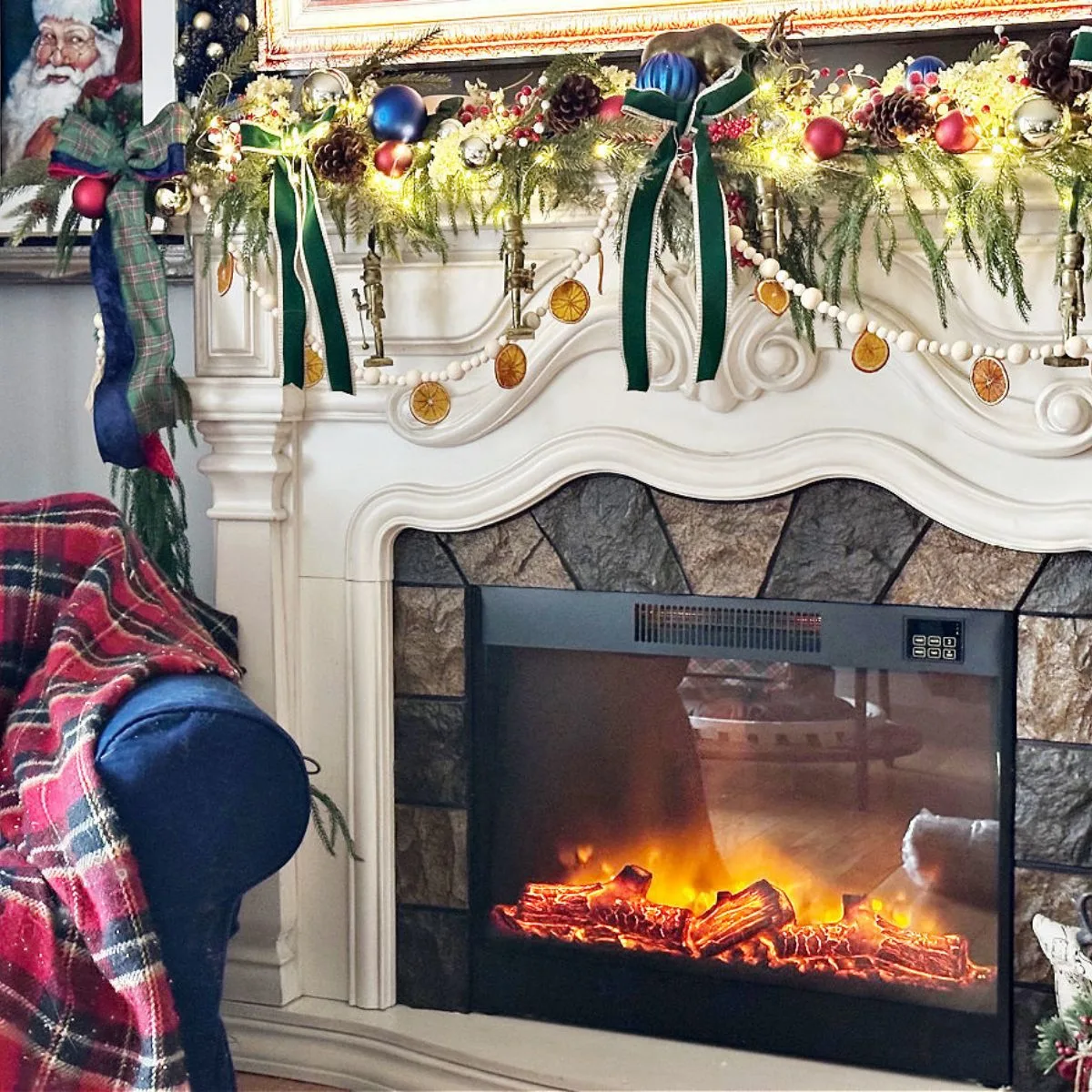ralph lauren christmas mantel with tartan plaid