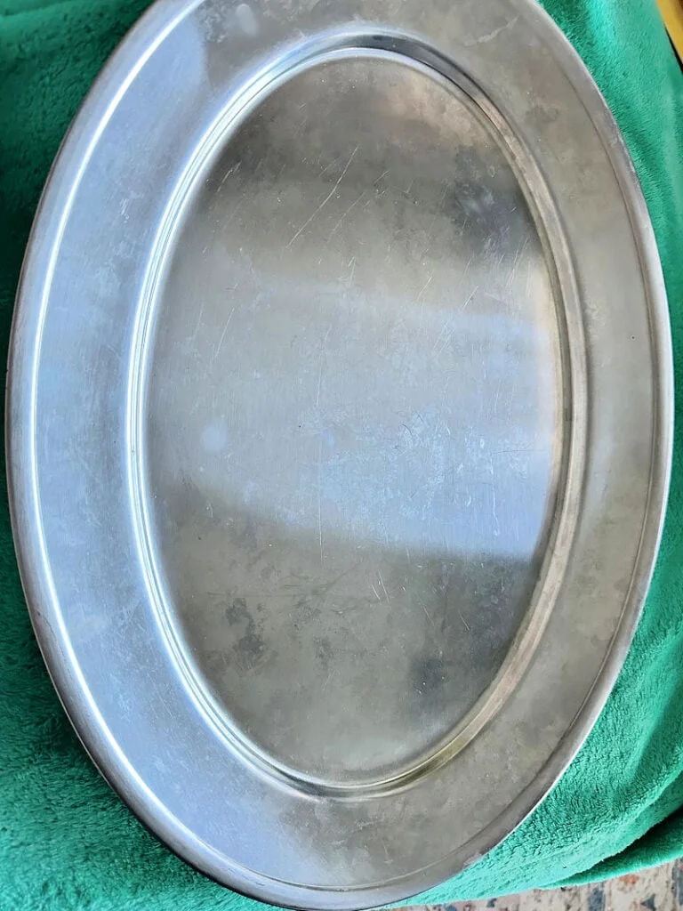 thrifted silver tray
