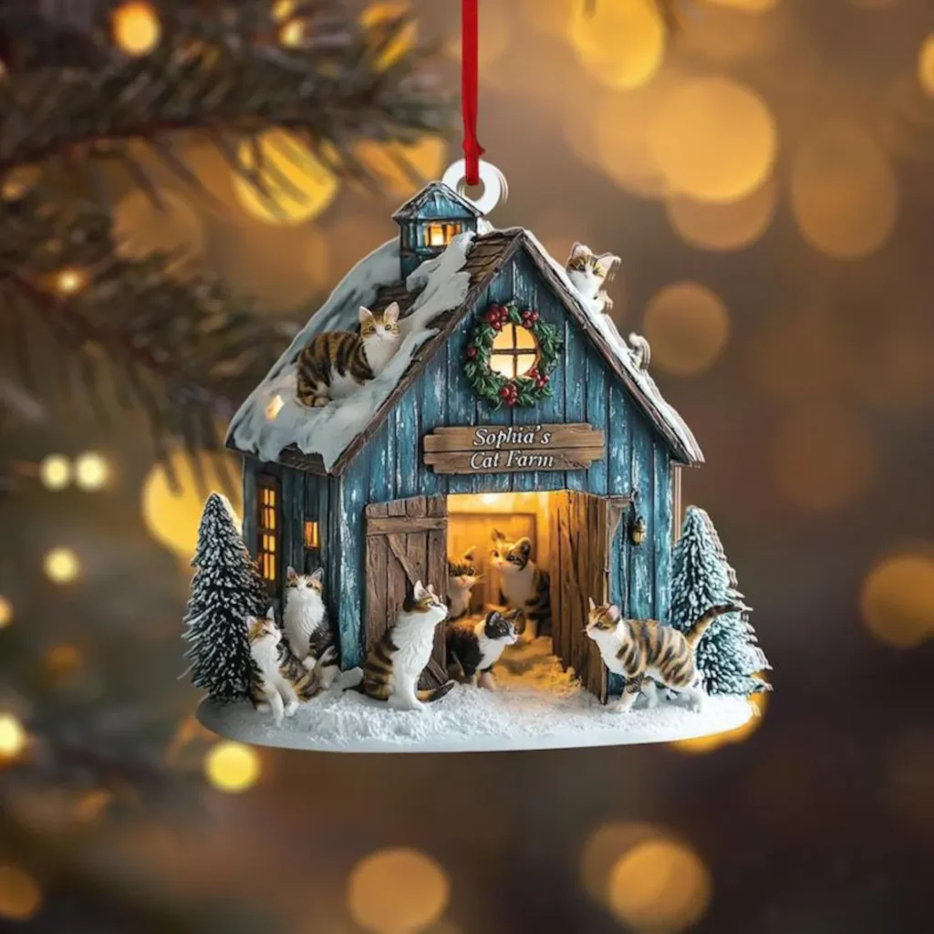 cat farm ornament