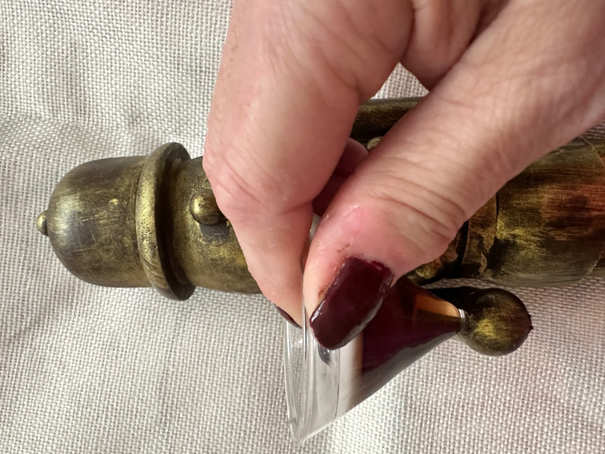 securing top of martini glass into nutcracker