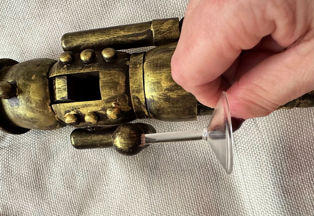 securing martini glass stem into nutcracker