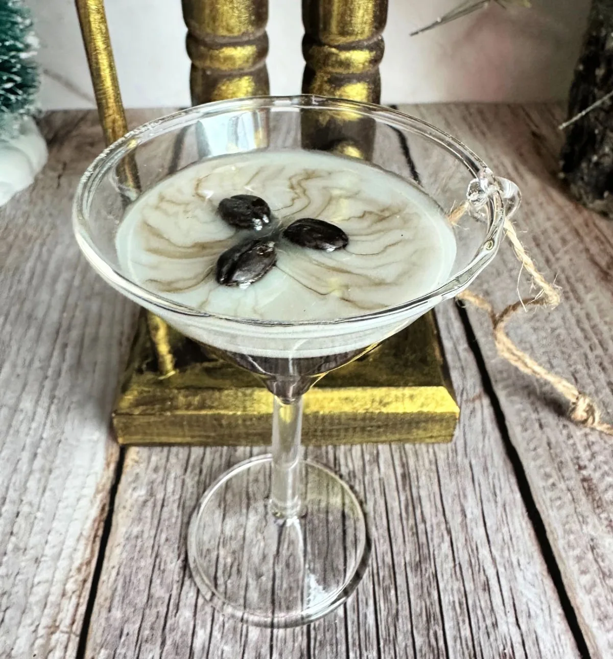 close up of espresso martini ornament