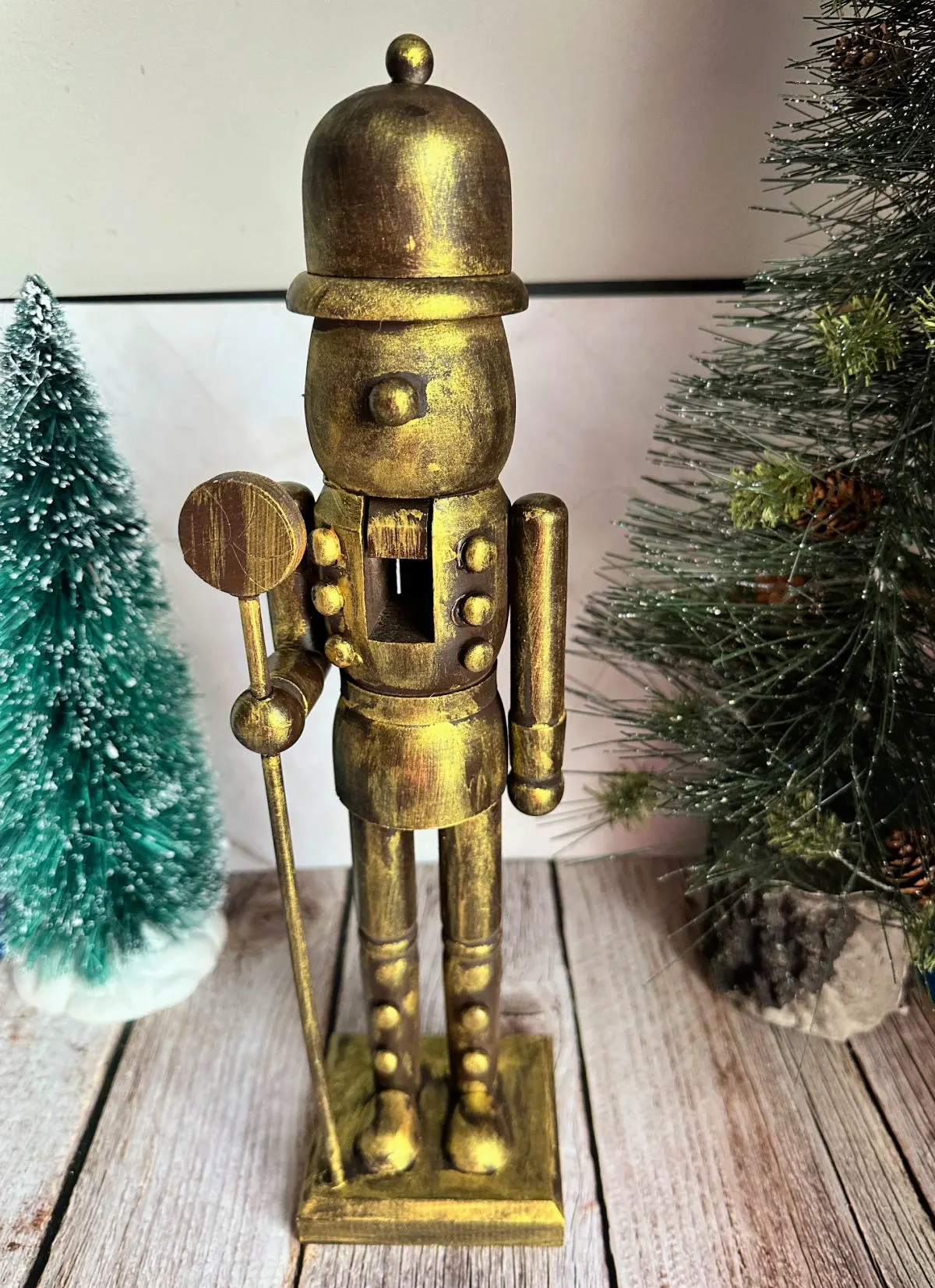 antique gold painted wooden nutcracker