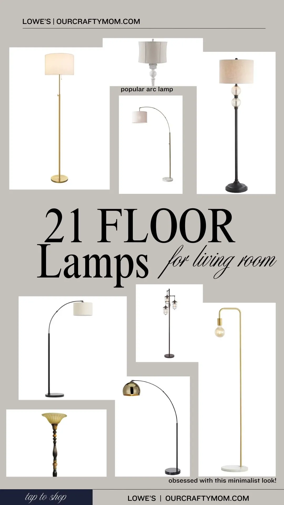 21 floor lamps for living room from Lowe's collage 