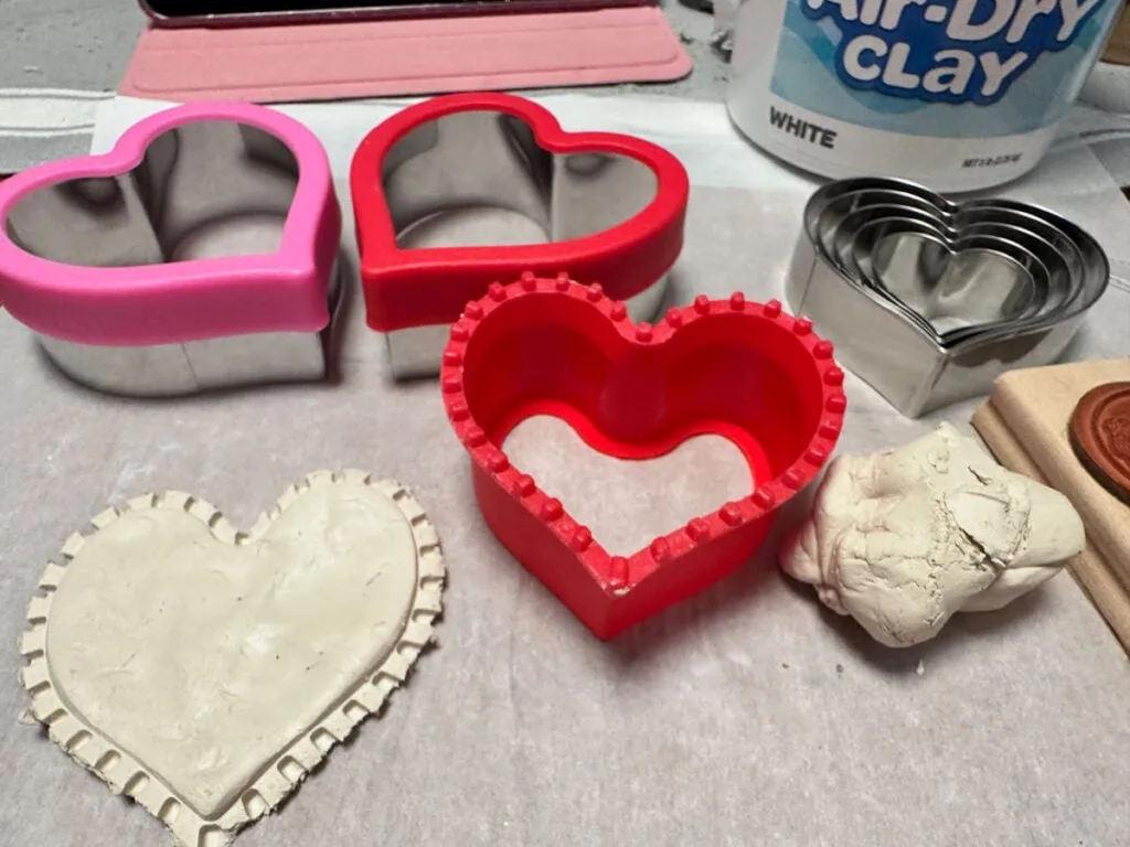 using cookie cutters for air dry clay ornaments