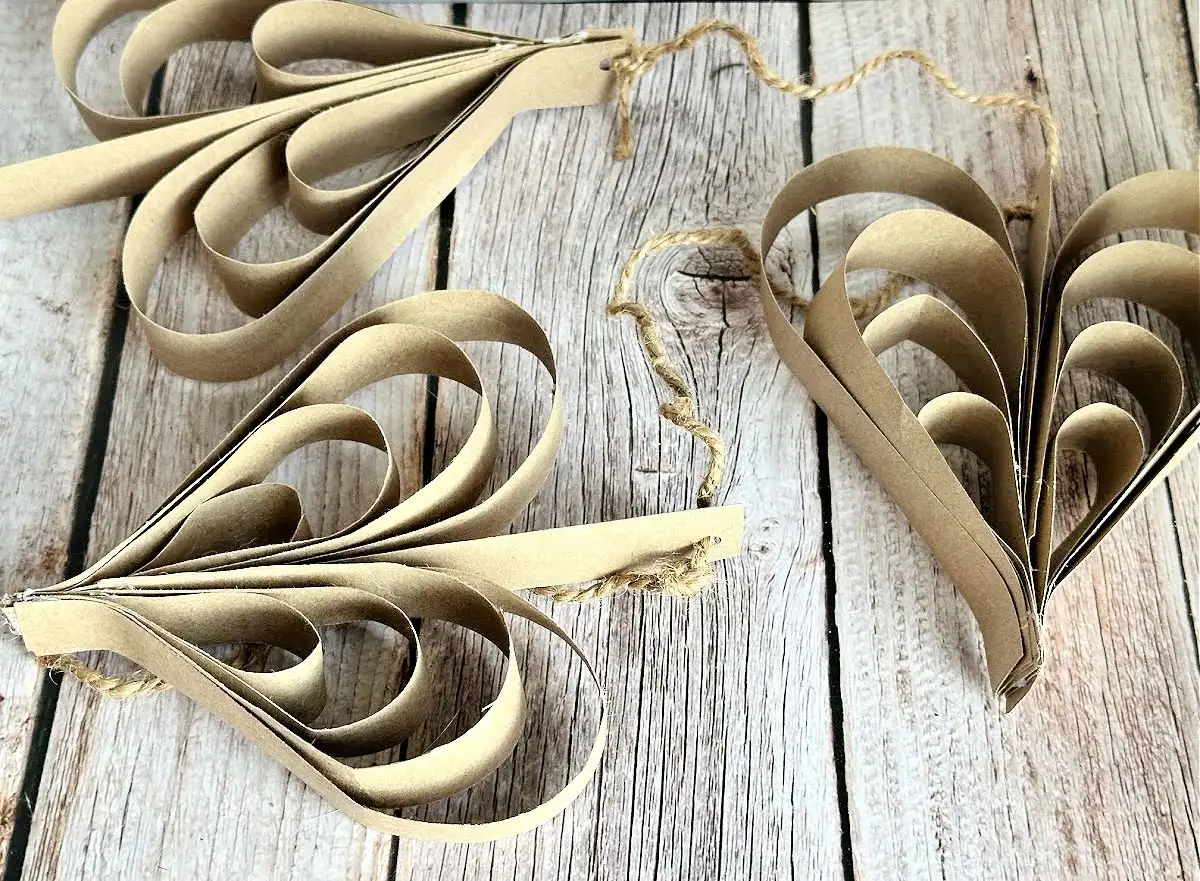 paper strip hearts on twine for garland