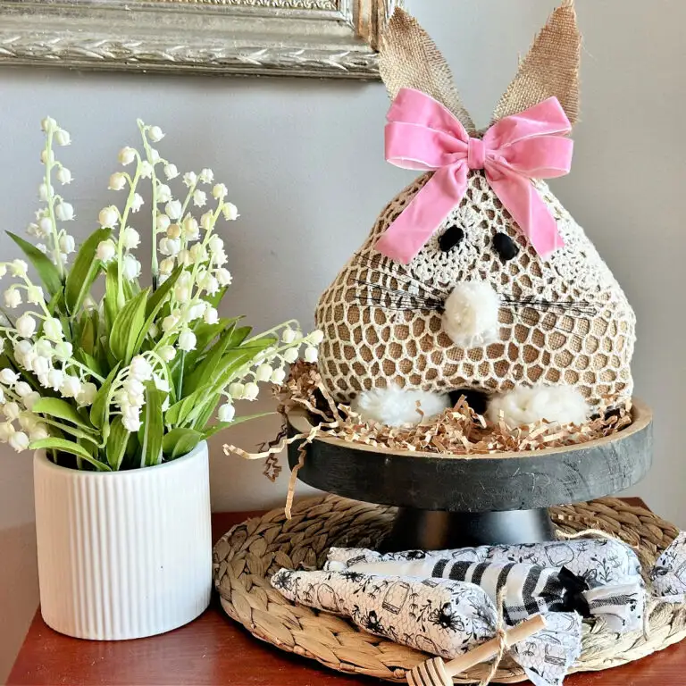 Dollar Tree Bunny Craft on pedestal