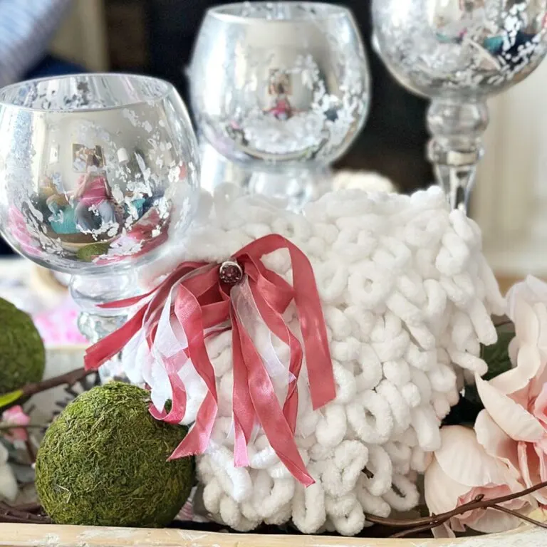 dollar tree puffy heart in dough bowl with ribbon