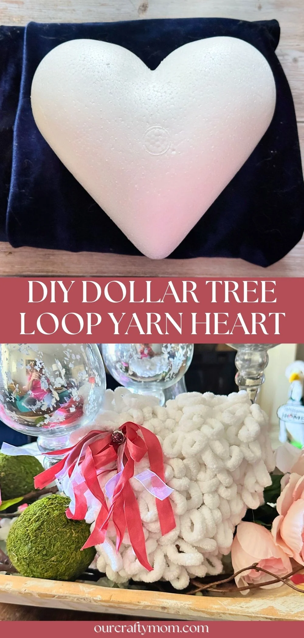 Dollar Tree Puffy Heart DIY With Loop Yarn