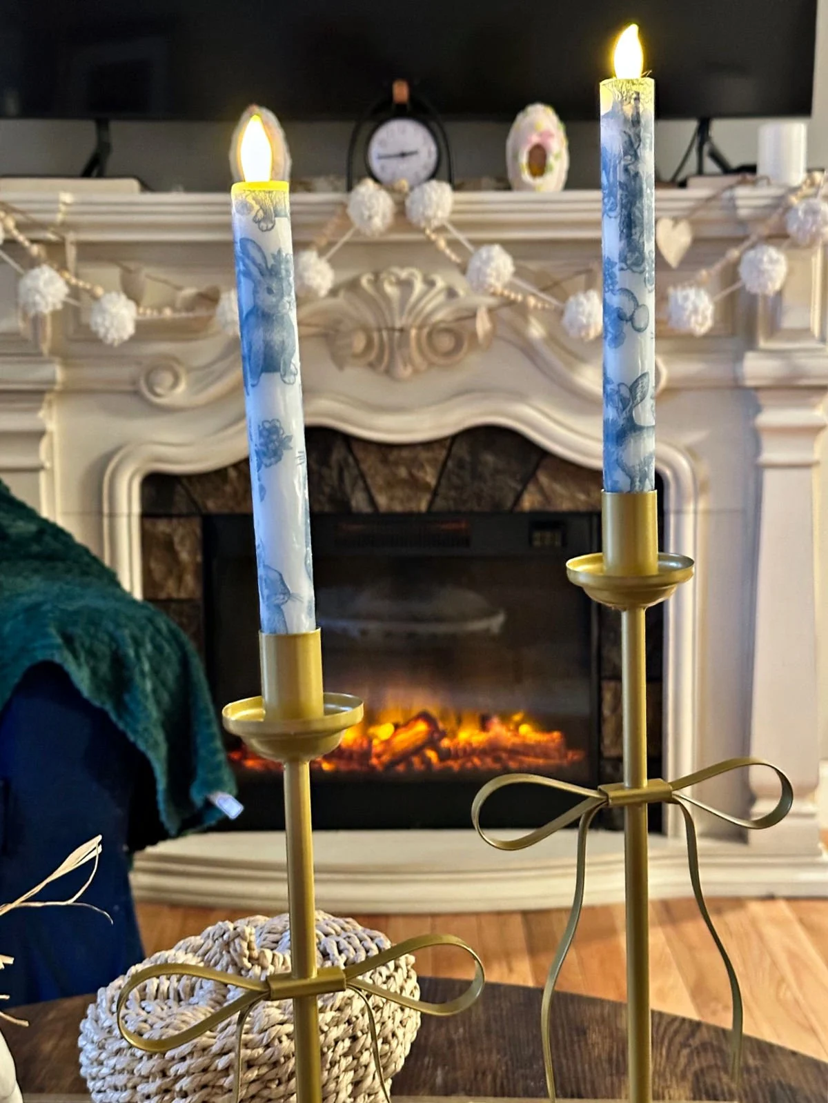 close up of decoupage candles