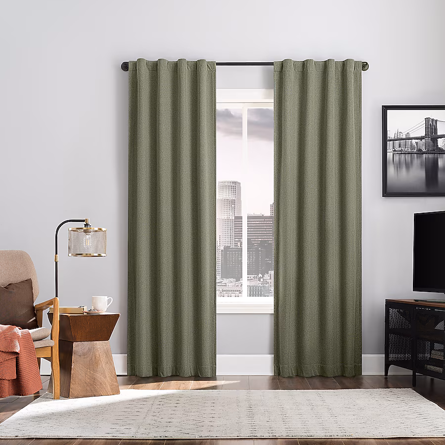 moss green back tab lined living room curtains