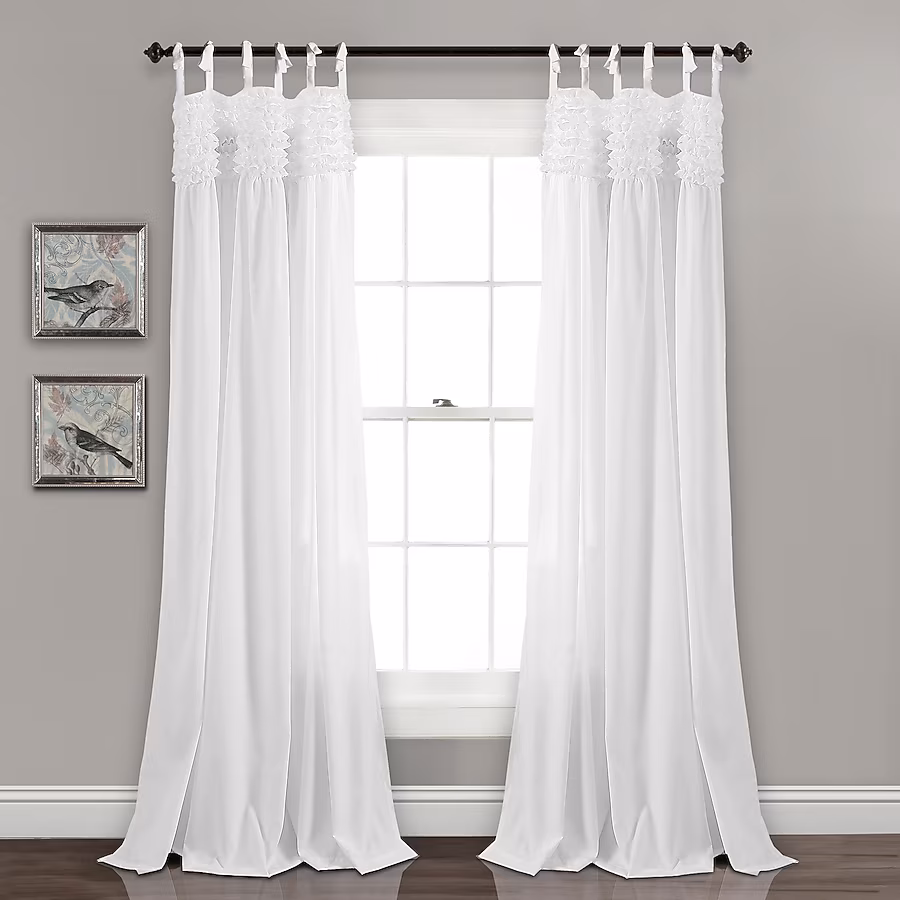 white tie top sheer white curtains