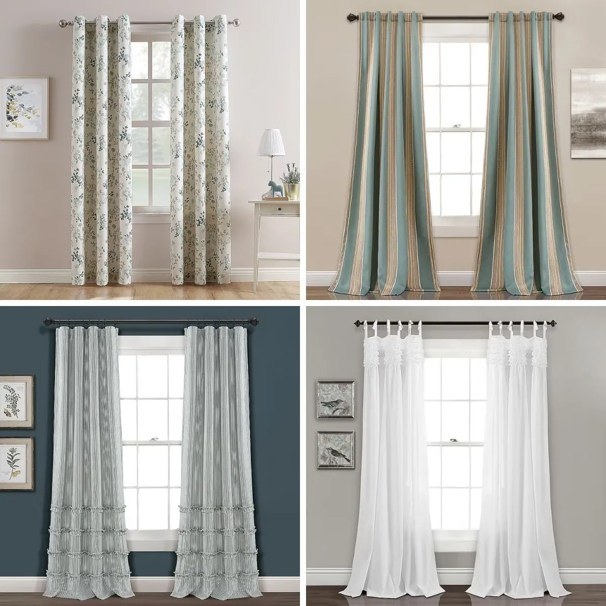 Living Room Drapes and Curtains Ideas 4 image collage