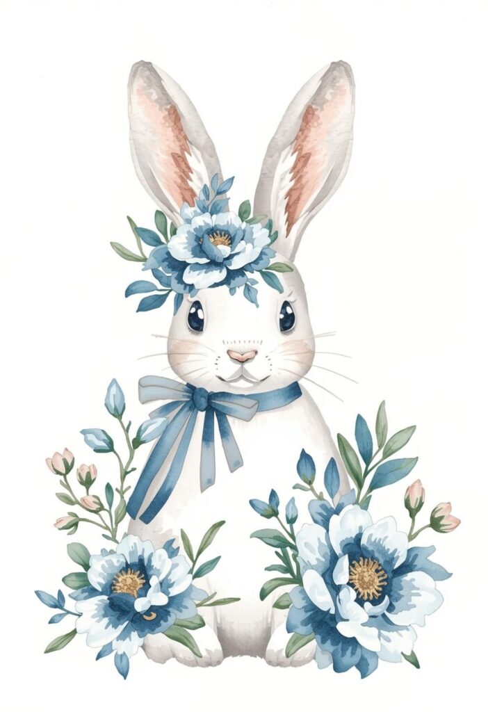 Blue and White Spring Bunny Printables - Our Crafty Mom