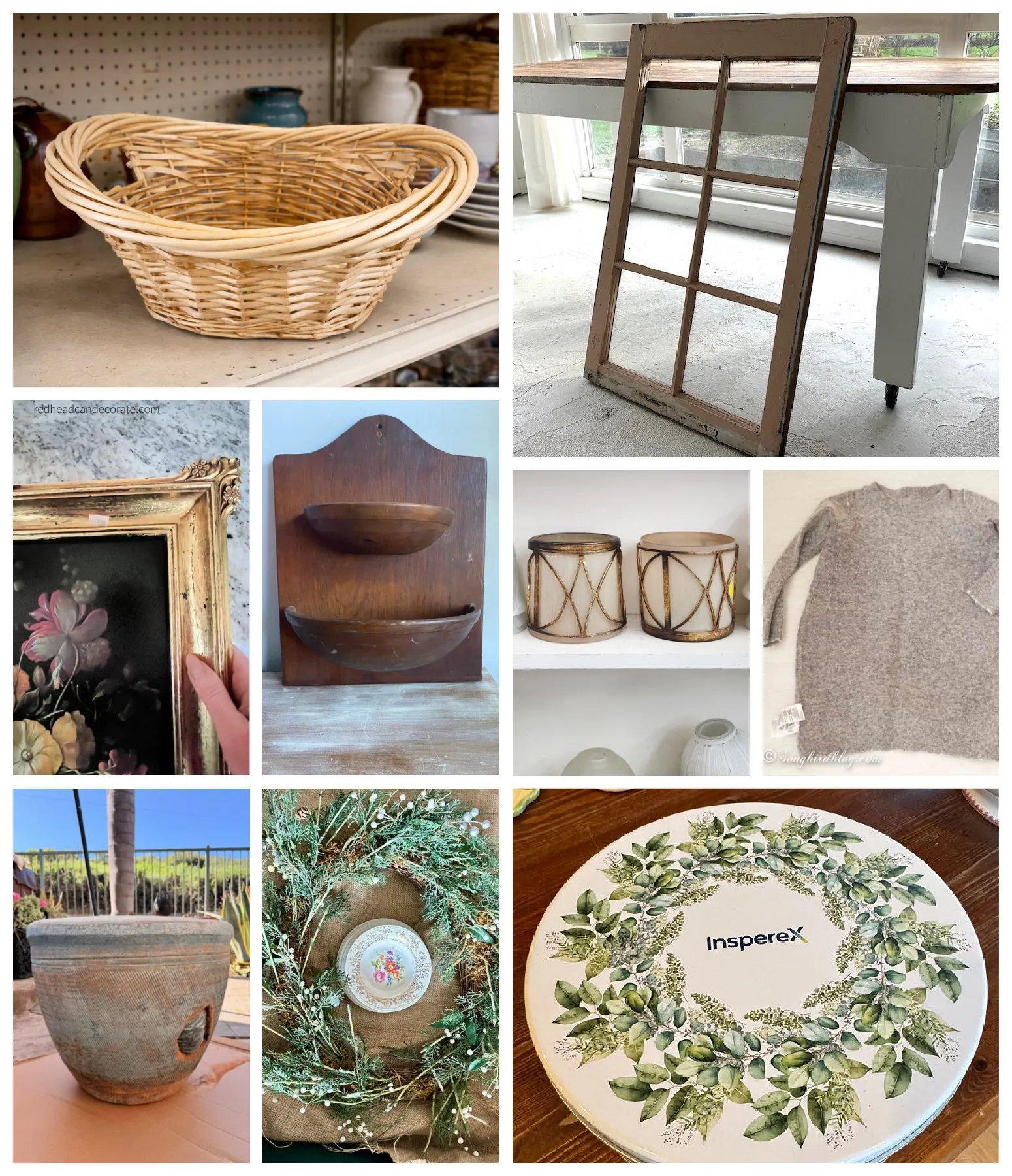 thrift store decor tour collage