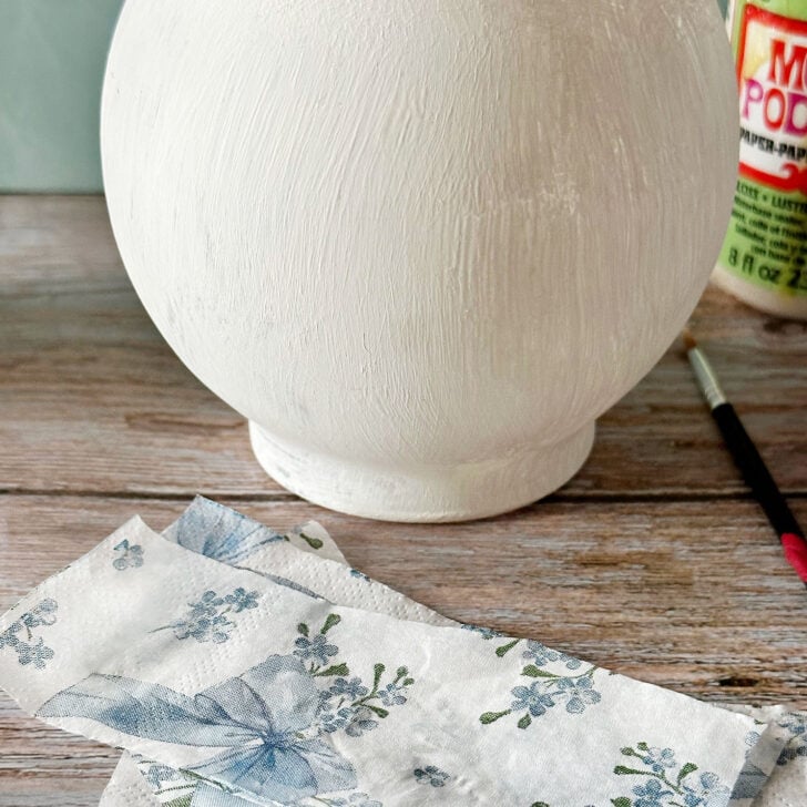 mod podge on glass vase