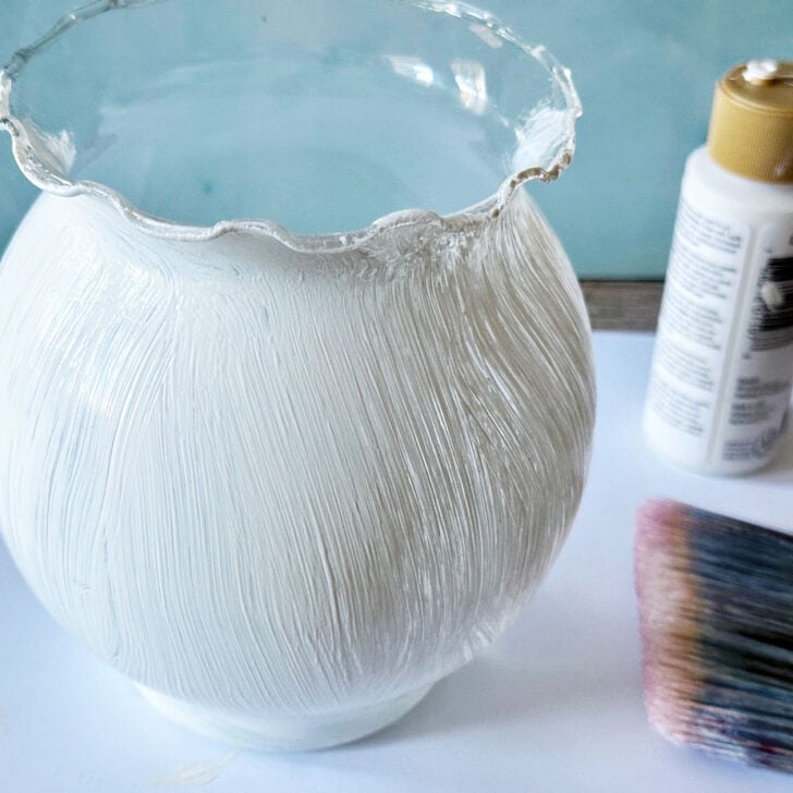 white painted glass vase
