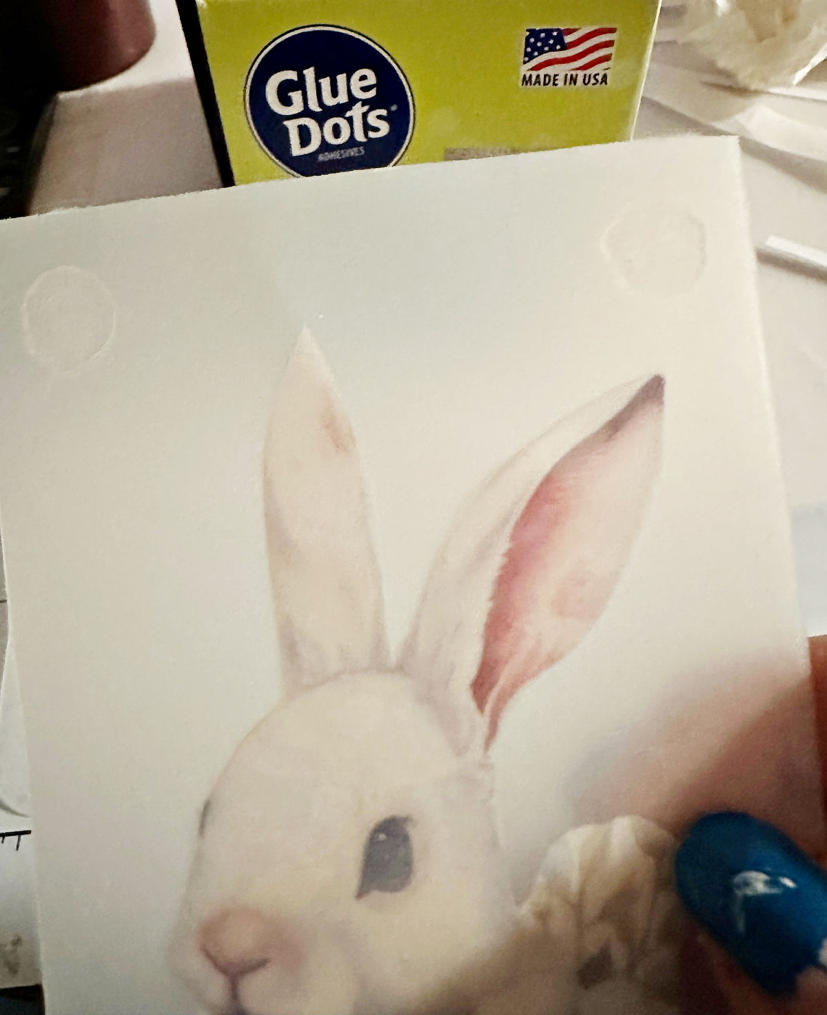 using glue dots to add cutting mats to lantern