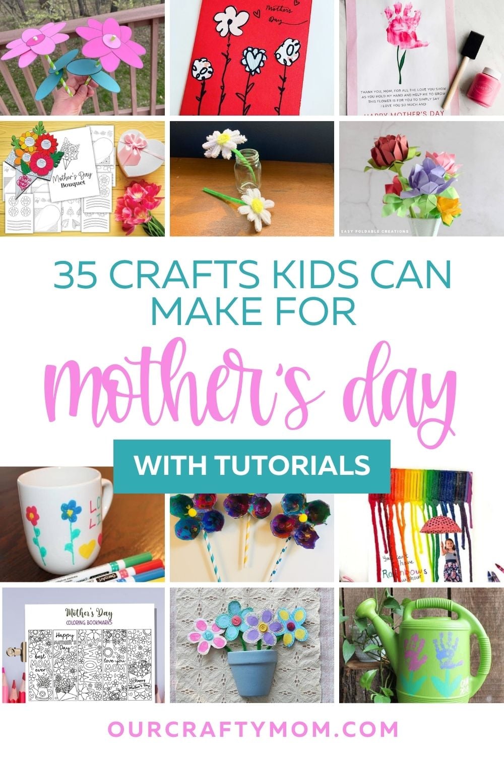 Mother's Day Art and Craft Ideas collage with text overlay
