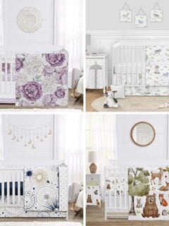 collage with 4 images nursery bedding