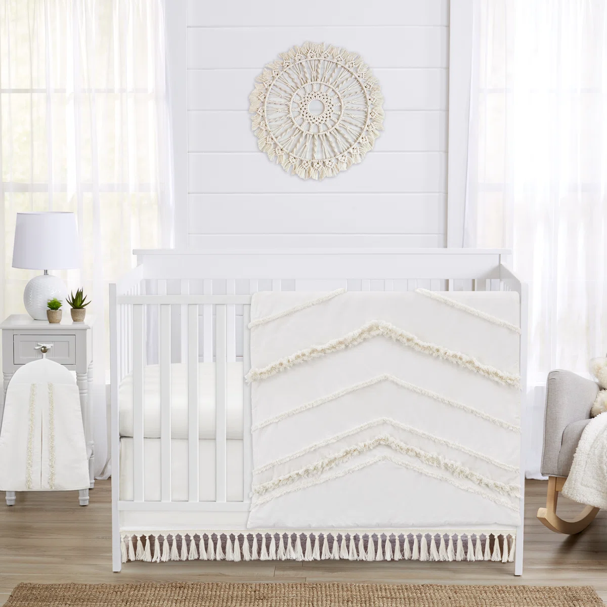 neutral boho nursery bedding