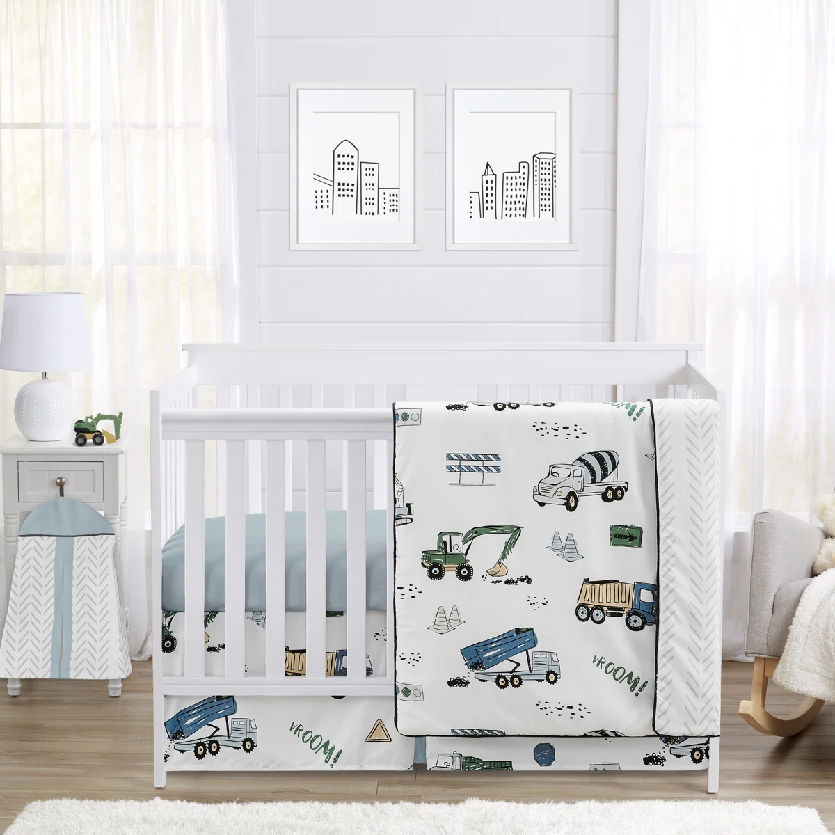 construction trucks boy nursery bedding