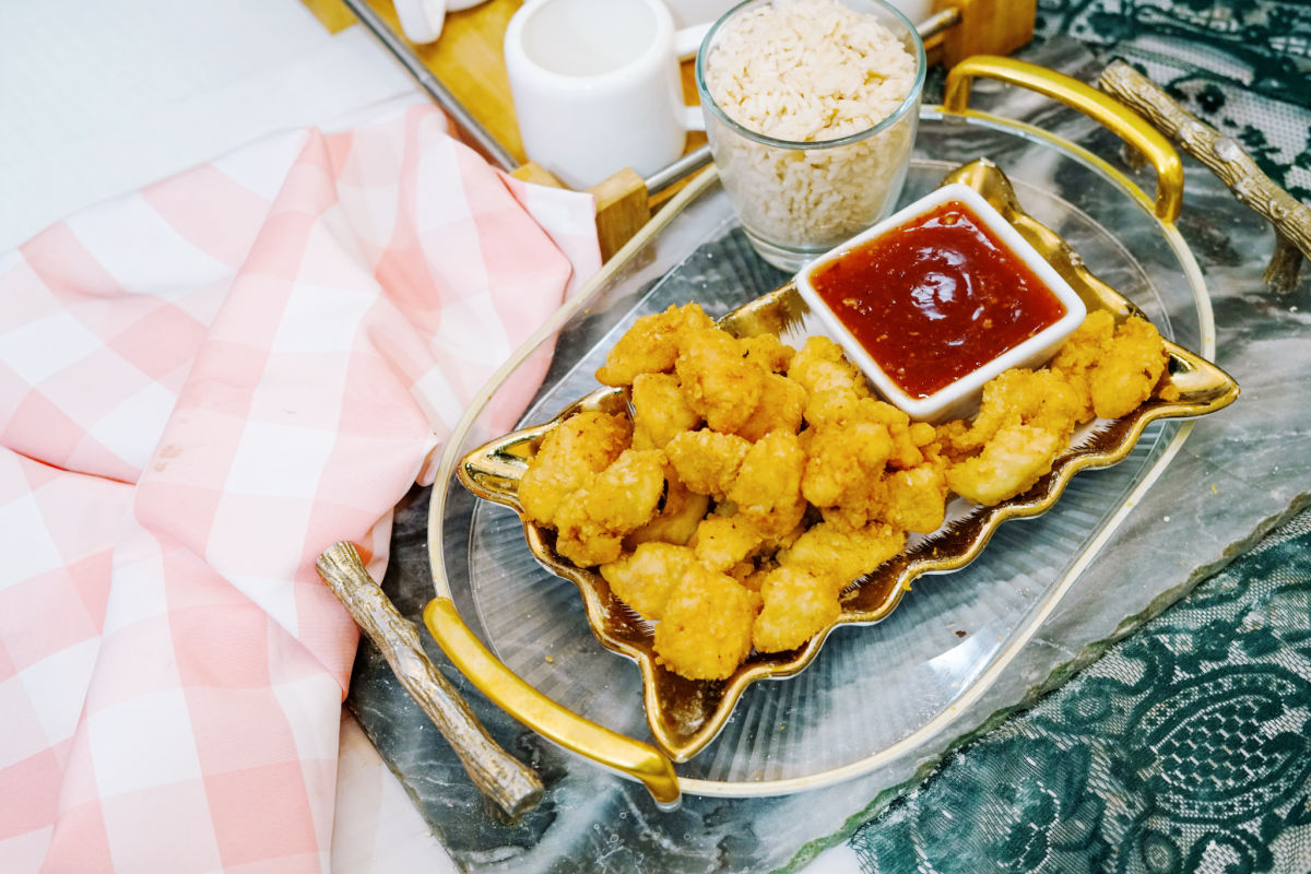 sweet and sour chicken in plate