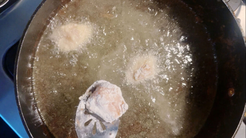 frying chicken bites