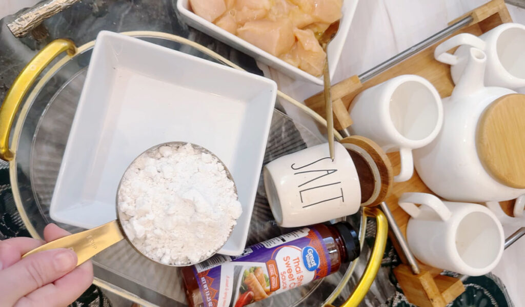 blending ingredients for sweet and sour chicken