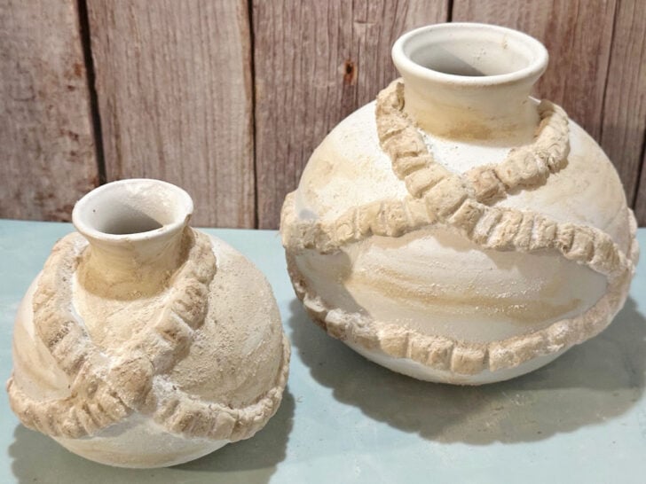 adding trim to painted vases