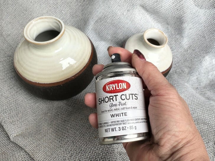 spray painting thrift store vases