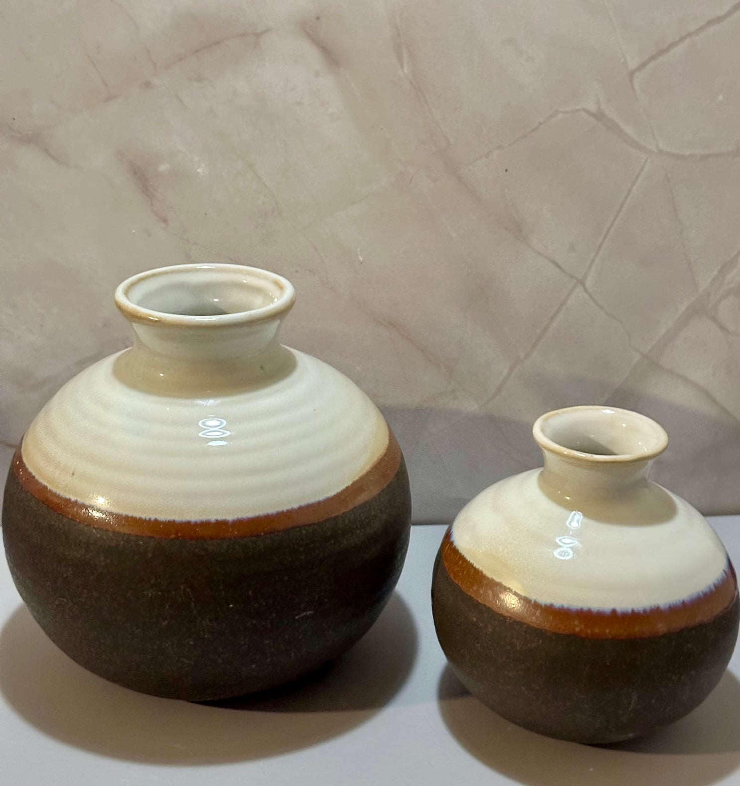 thrift store pottery vases set of 2