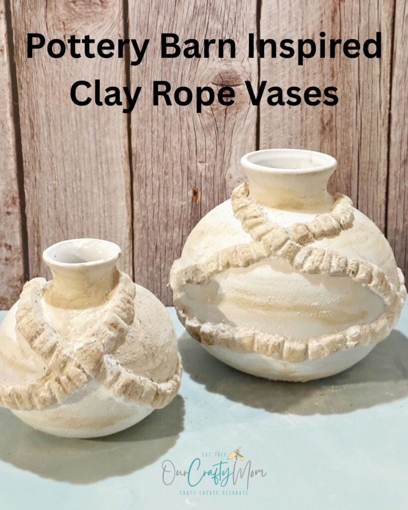 set of 2 pottery barn inspired rope vases