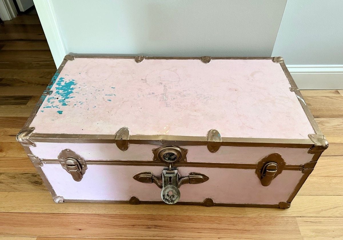 before image antique steamer trunk makeover