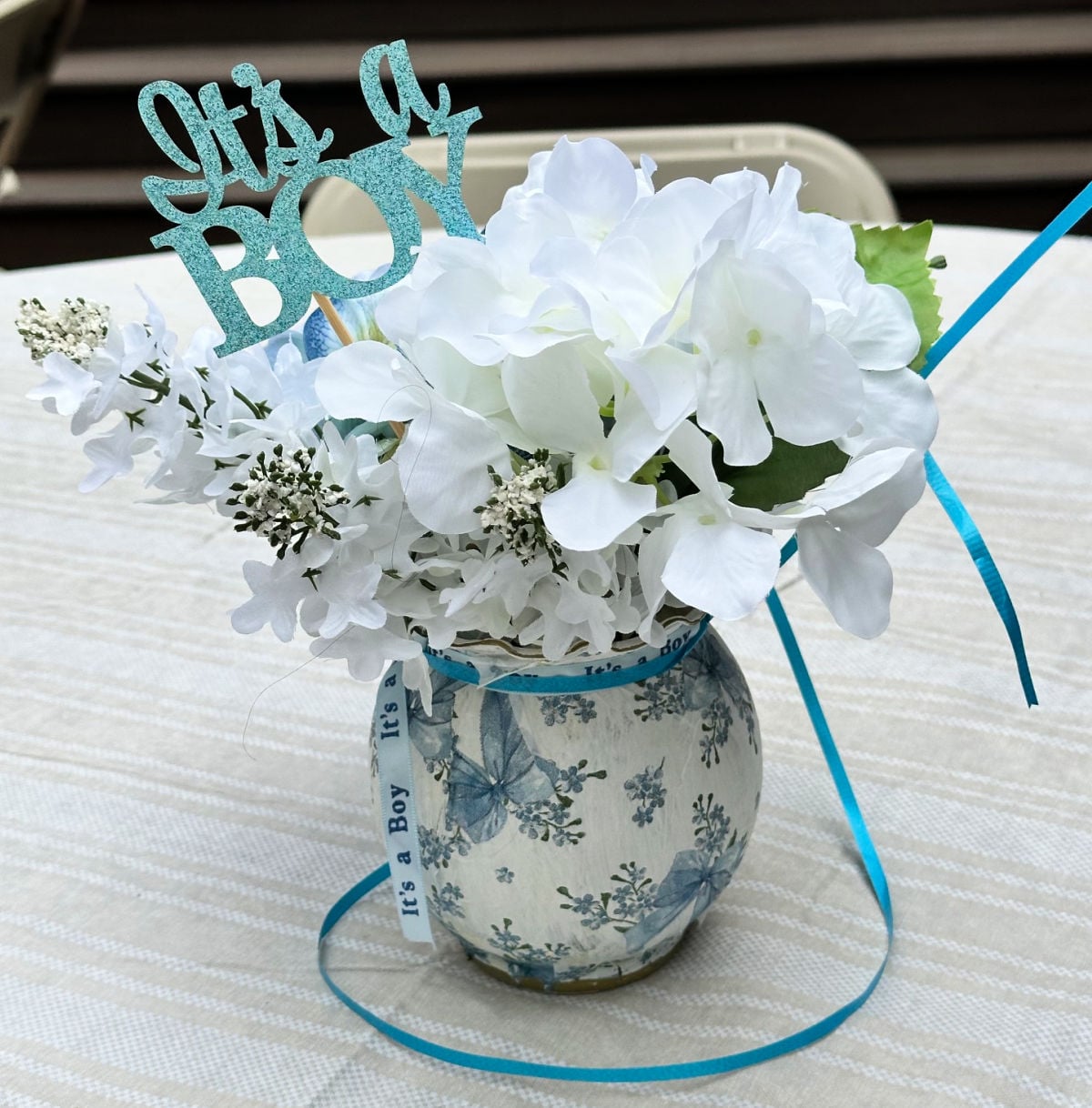 blue hydrangea centerpieces