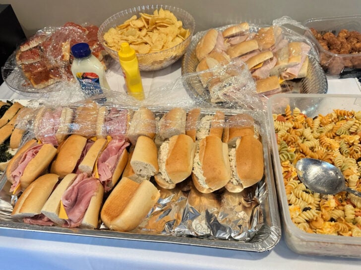 finger sandwiches, calzones, pasta salad baby shower food