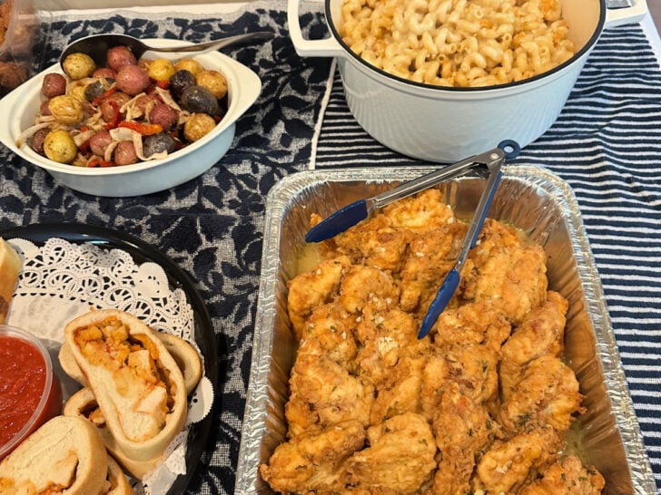 top view of baby shower food