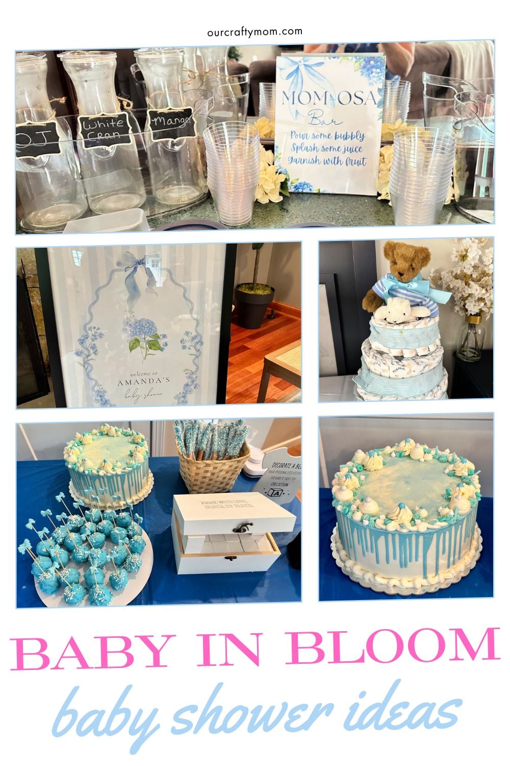 collage with baby in bloom baby shower ideas